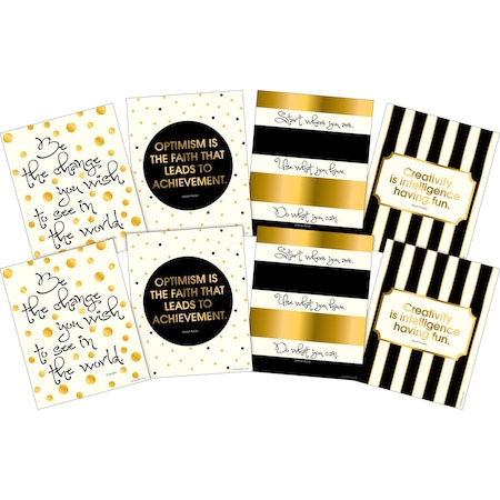 Barker Creek Creativity, Intelligence & Optimisim Art Prints Set, Gold Collection, 8/Set 4177